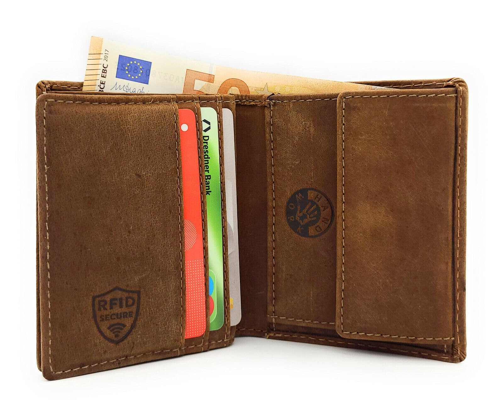 Mini portafoglio in vera pelle 3D aquila o lupo con protezione RFID NFC, Lupo marrone, s, Casual