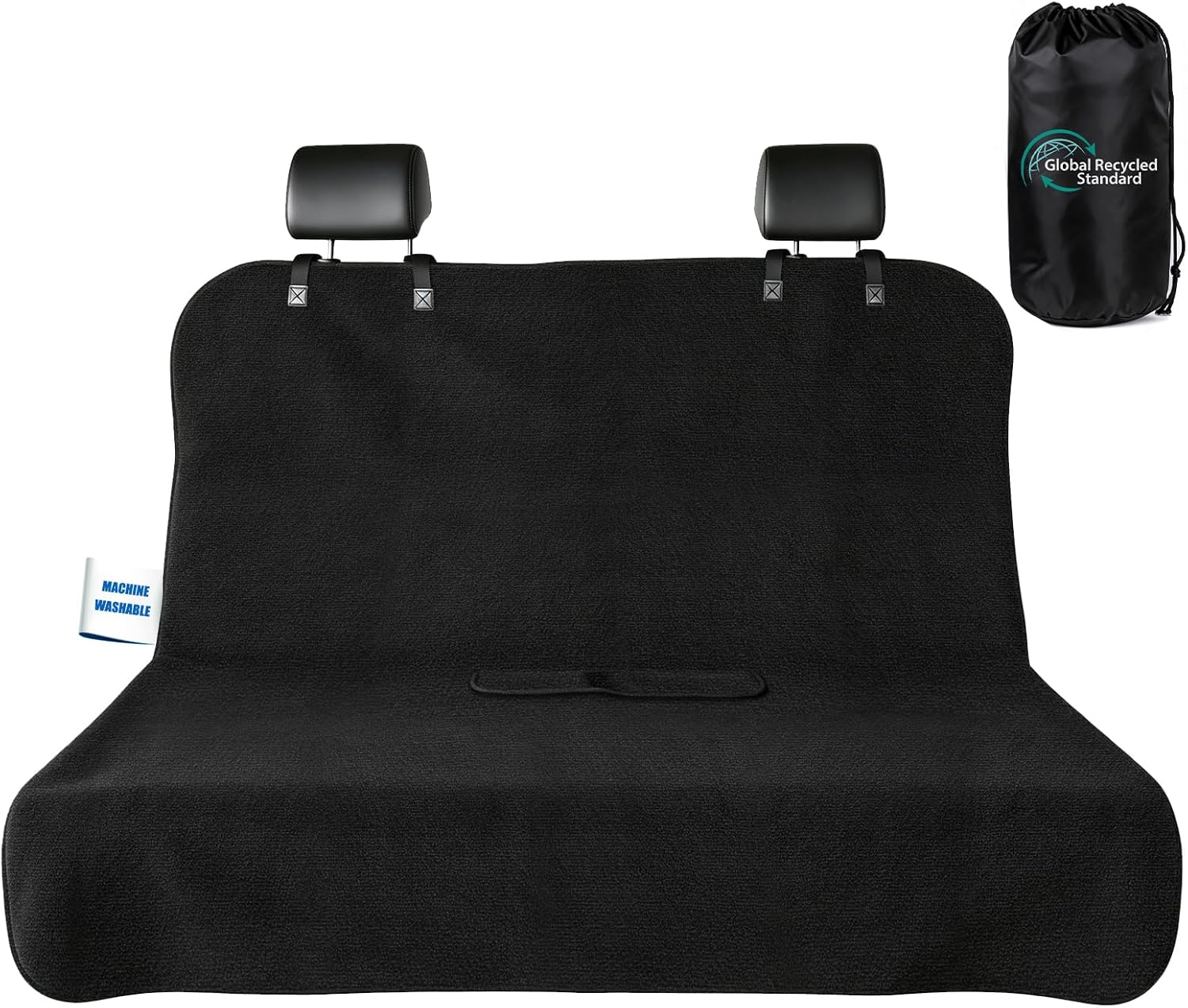 Car Seat Cover Towel, Waterproof Sweat Absorbent Back Seat Protector for Sedans SUVs & Minivans, Non-Slip Machine Washable Rear Bench Cover for Post-Gym, Beach, Pets & Kids (Black)