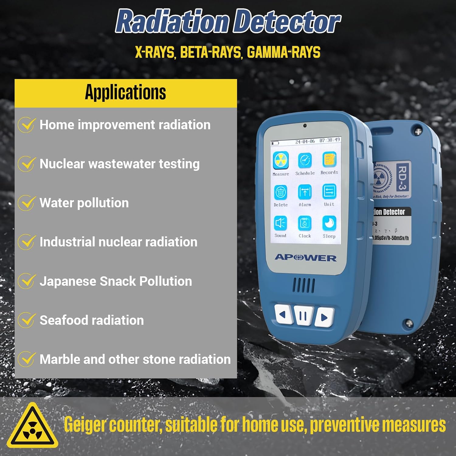 Geiger Counter Nuclear Radiation Detector, Portable Handheld Dosimeter Beta, Gamma, X-ray Detection, LCD Display Radiation Monitor Meter, Radioactive Device for Home, Lab, and Emergency Use