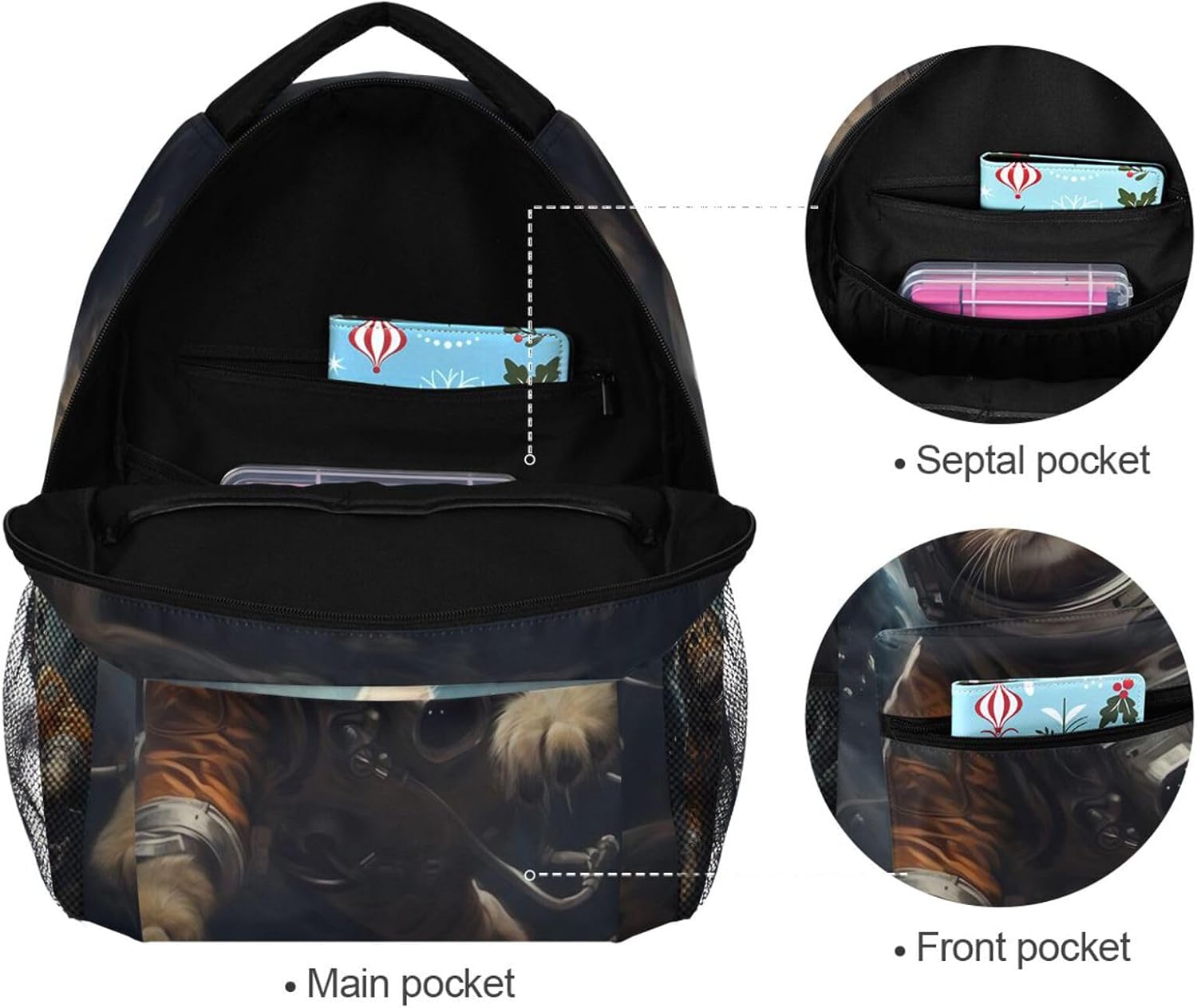 Astronaut Space Cat Children's Backpack, Bookbag for Kids, School Bag for Teens Girls Boys with Name Tag S 20850403