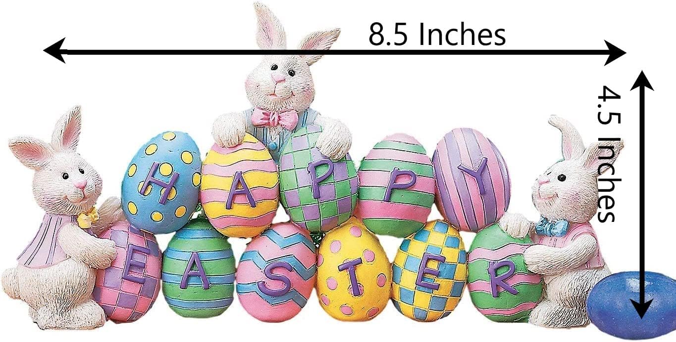 Fun Express Easter Decorations Bunny & Egg Centerpiece - Premium Hand-Painted Resin Tabletop Decor for Spring Home, Mantel & Dining Room Table | 8.5" Holiday Figurine for Indoor Display - Image 3
