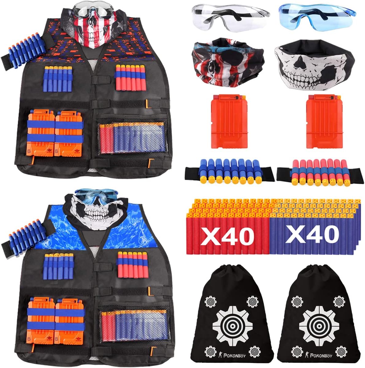 2 Sets Tactical Vest Kits Compatible with Nerf Guns N-Strike Elite Series