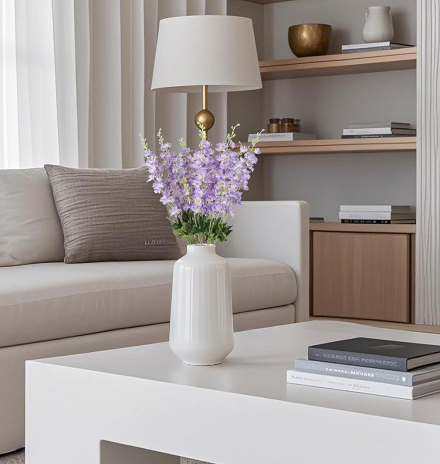 8PCS Purple Delphinium Artificial Flowers 33.5'' Faux Delphinium Bulk Long Stem Silk Larkspur Flowers for Tall Vase Home Wedding Garden Table Decor(Purple) - Image 8