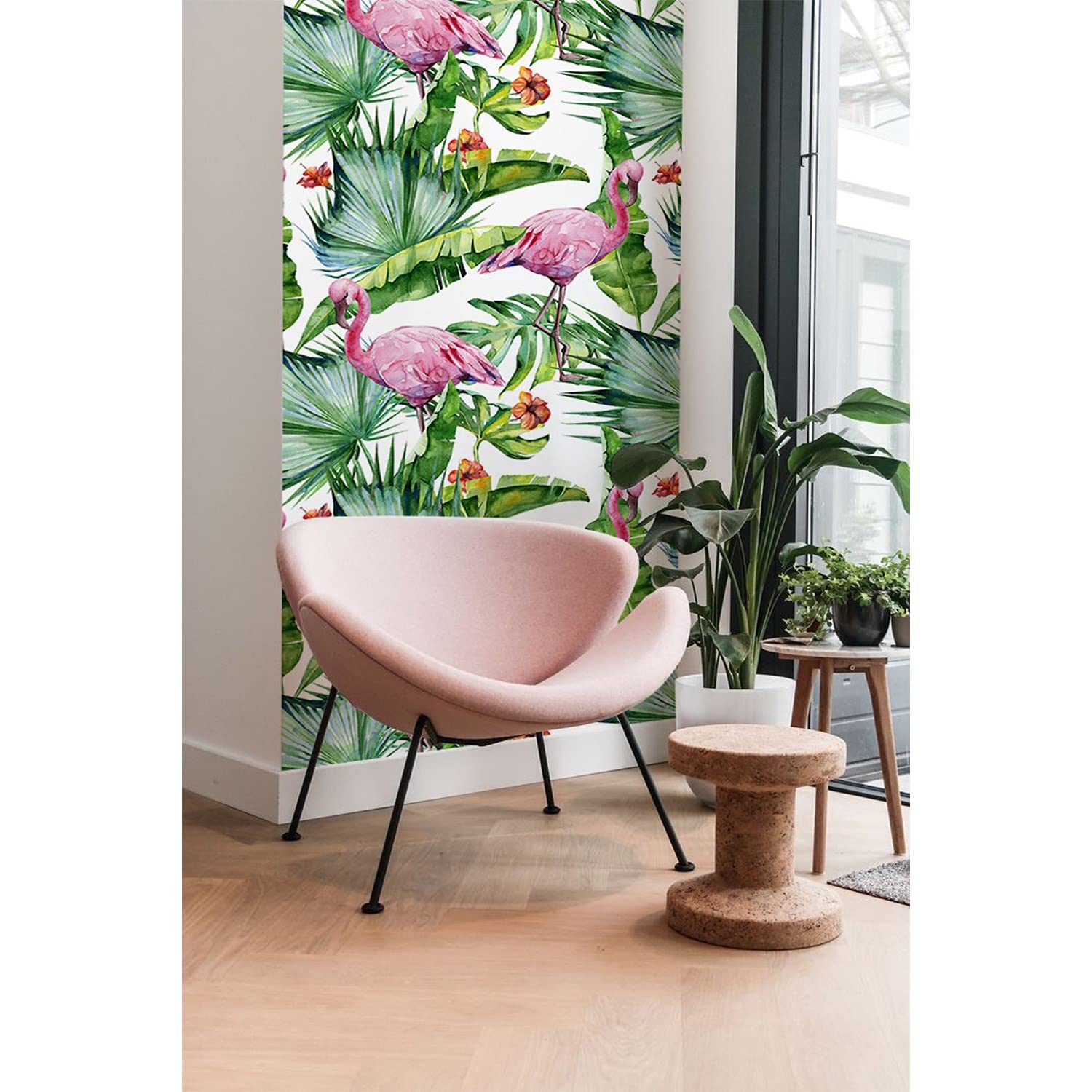 Papier peint monstera flamingo décoration murale salon chambre meuble 208x146