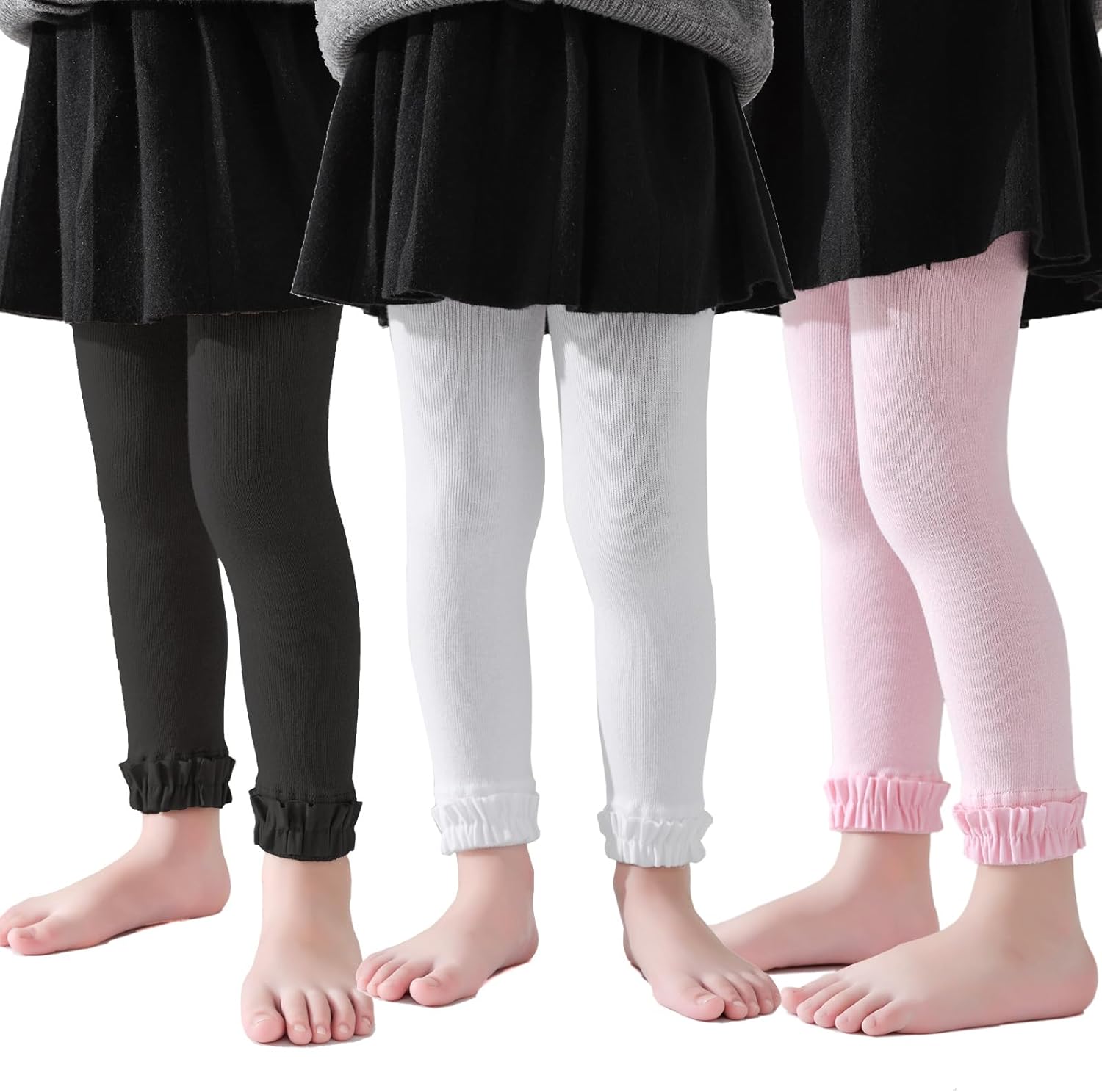 EPEIUS Baby Footless Tights Infant and Toddler Girls Cotton Ruffle Tights Kids Leggings Clothes Pantyhose 2/3 Pack