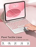 FOGARI Keyboard Case for iPad 11/10th Generation 2025/2022, Detachable Wireless Bluetooth AZERTY Keyboard Backlight 7 Colors Multi-Touch Touchpad for iPad 10th Gen/A16 (10.9"/11") - Pink - 3
