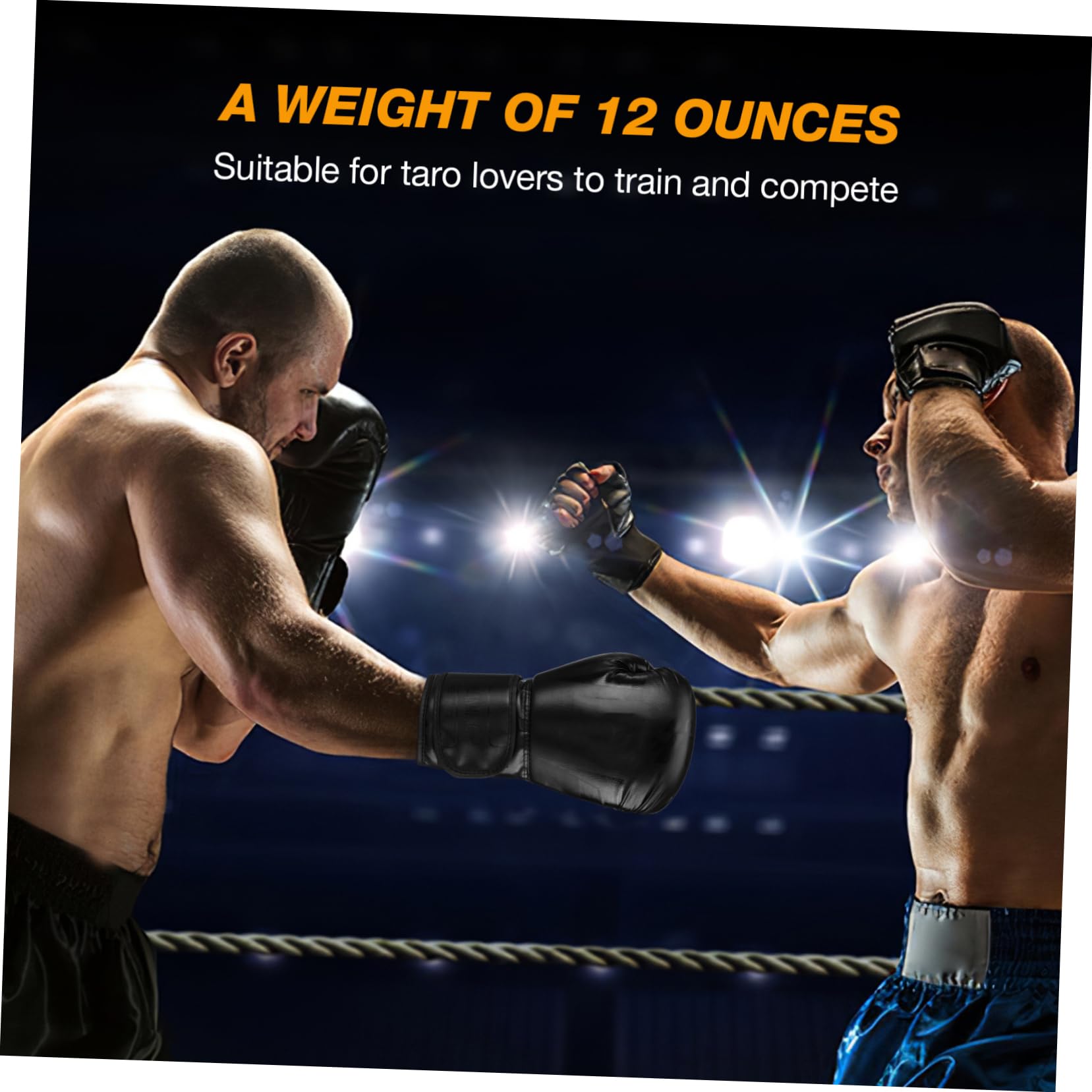 Boxhandschuhe 12 Unzen und Ergonomischem Design aus Schwarzem Pu mit Stabilem Griff für Herren für Boxen und Kickboxtraining