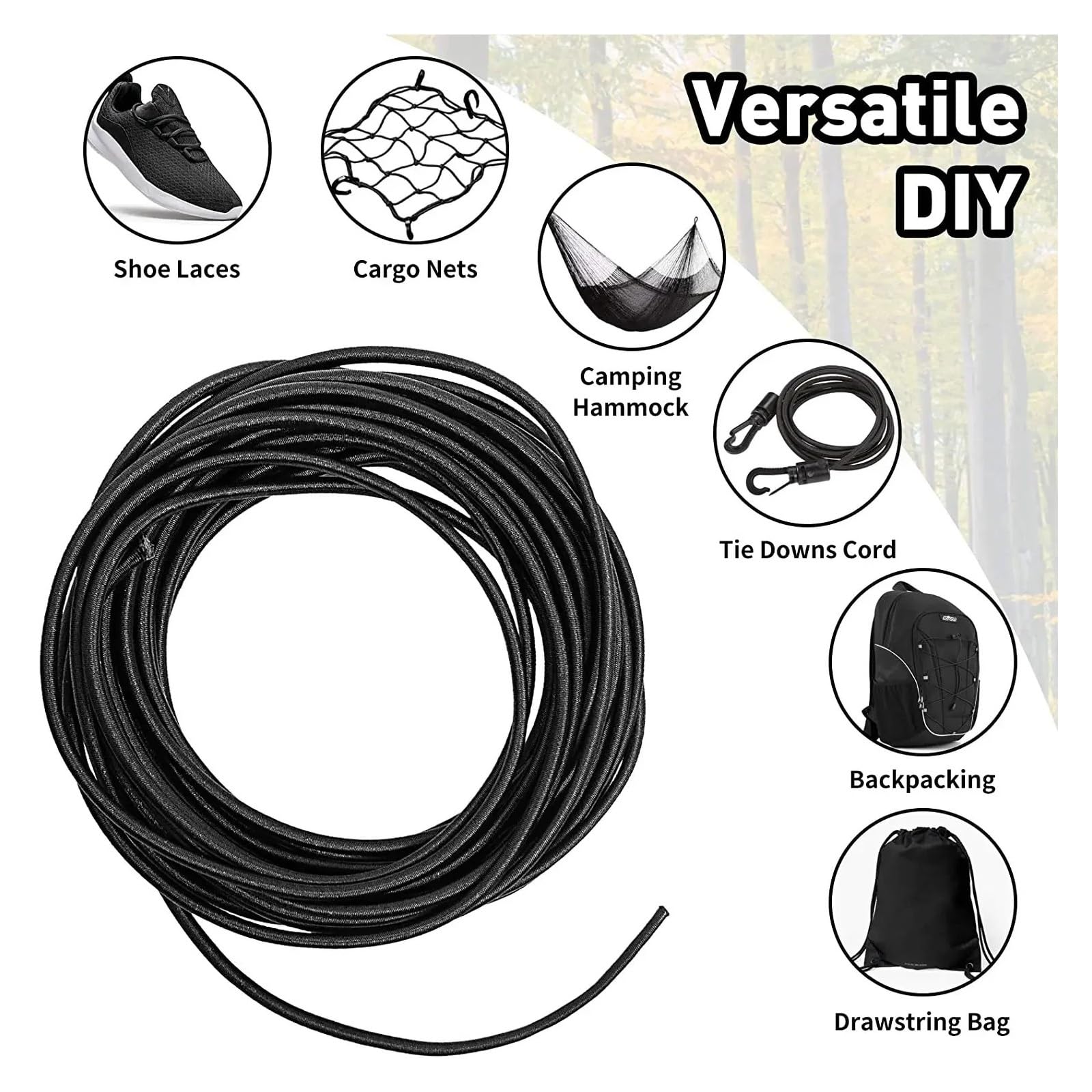 1/2/3/4/5MM mocna elastyczna lina biały/czarny wysokiej jakości elastyczna lina gumka szycie odzieży Craft dla majsterkowiczów akcesoria krawieckie(Black,5mm 10meters)