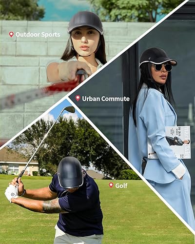 Vista 6 de Casco de béisbol para adultos, estilo urbano, de piel sintética, estilo retro, para golf, casco de viaje urbano de perfil bajo para hombres y mujeres