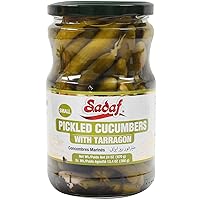 Vista 1 de Sadaf Pepinos en escabeche con estragón - Pepino en escabeche para cocinar, saborear o picar - Kosher - Tarro de 24 onzas