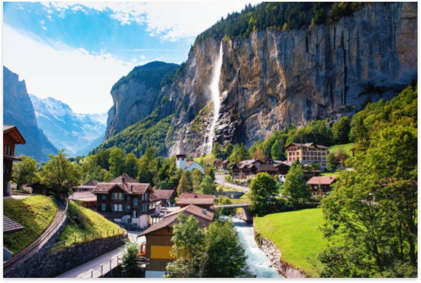 1000 Pieces Jigsaw Puzzles For Adult Lauterbrunnen Valley Switzerland Summer Mountain European Landscape Puzzle Game For Family Wooden Puzzle Educational Games