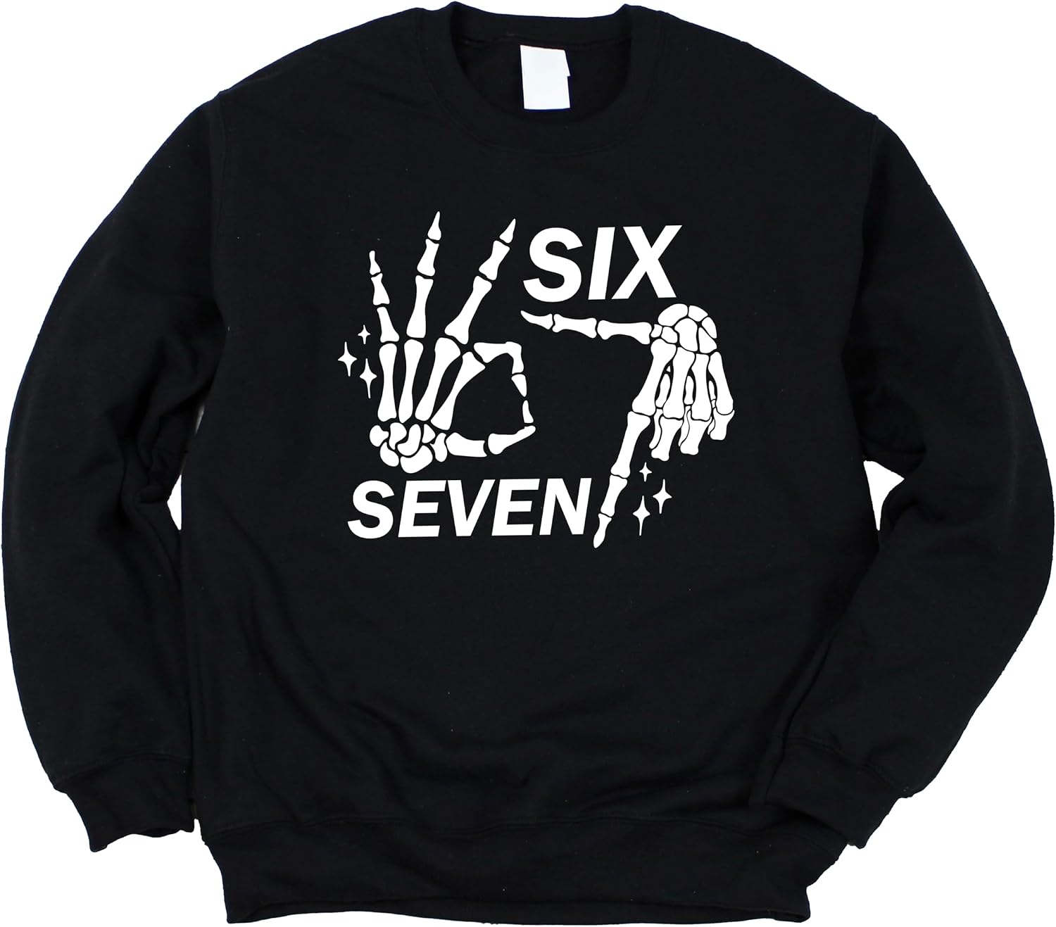 Olive Loves Apple Six Seven Skeleton Hand Unisex Sweatshirt for Adults & Kids Funny Gen Z 6 7 Halloween Meme Top