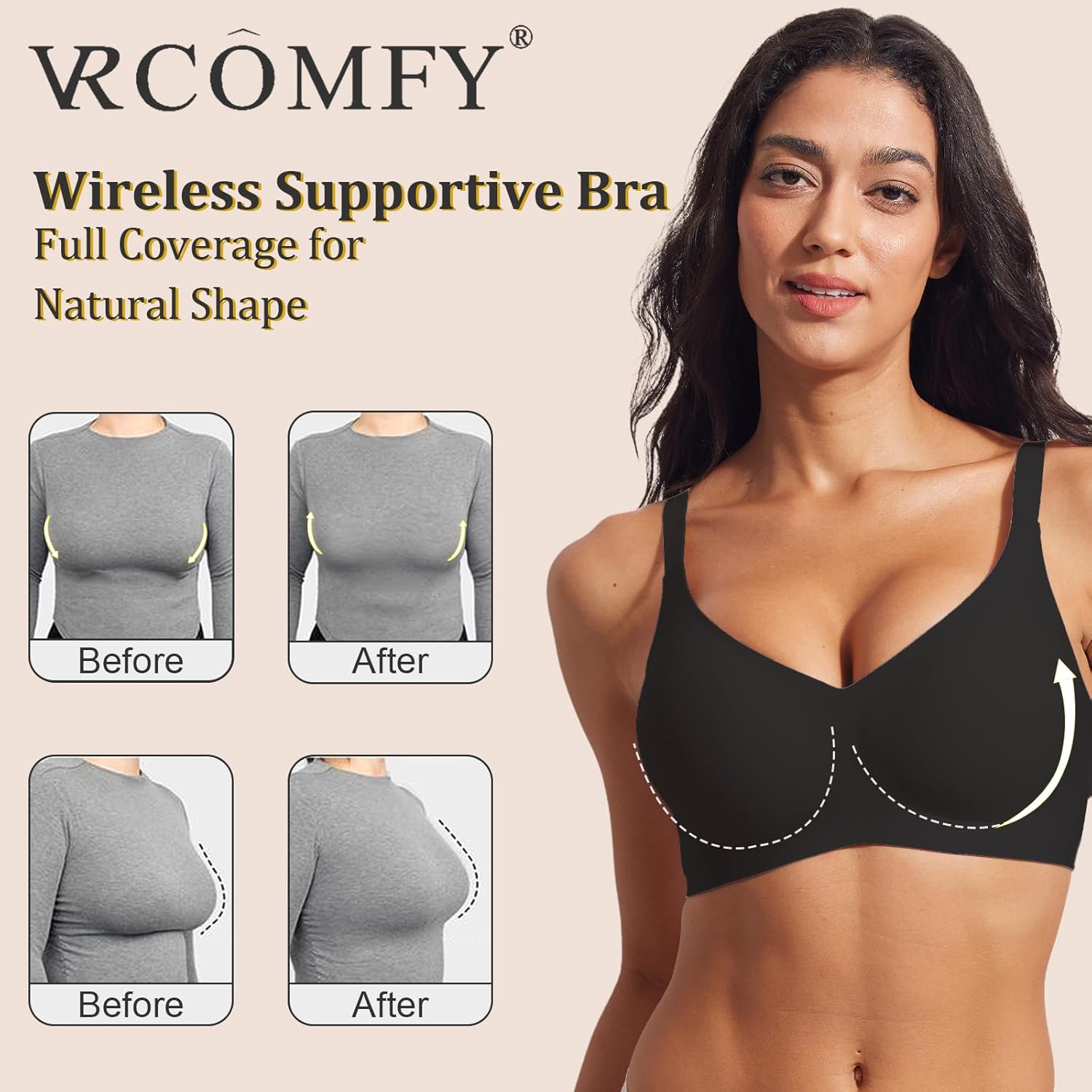 Jelly Wireless Push Up Bra,Seamless Full Coverage Buttery Soft T-Shirt Bra for Everyday Wear - Image 4