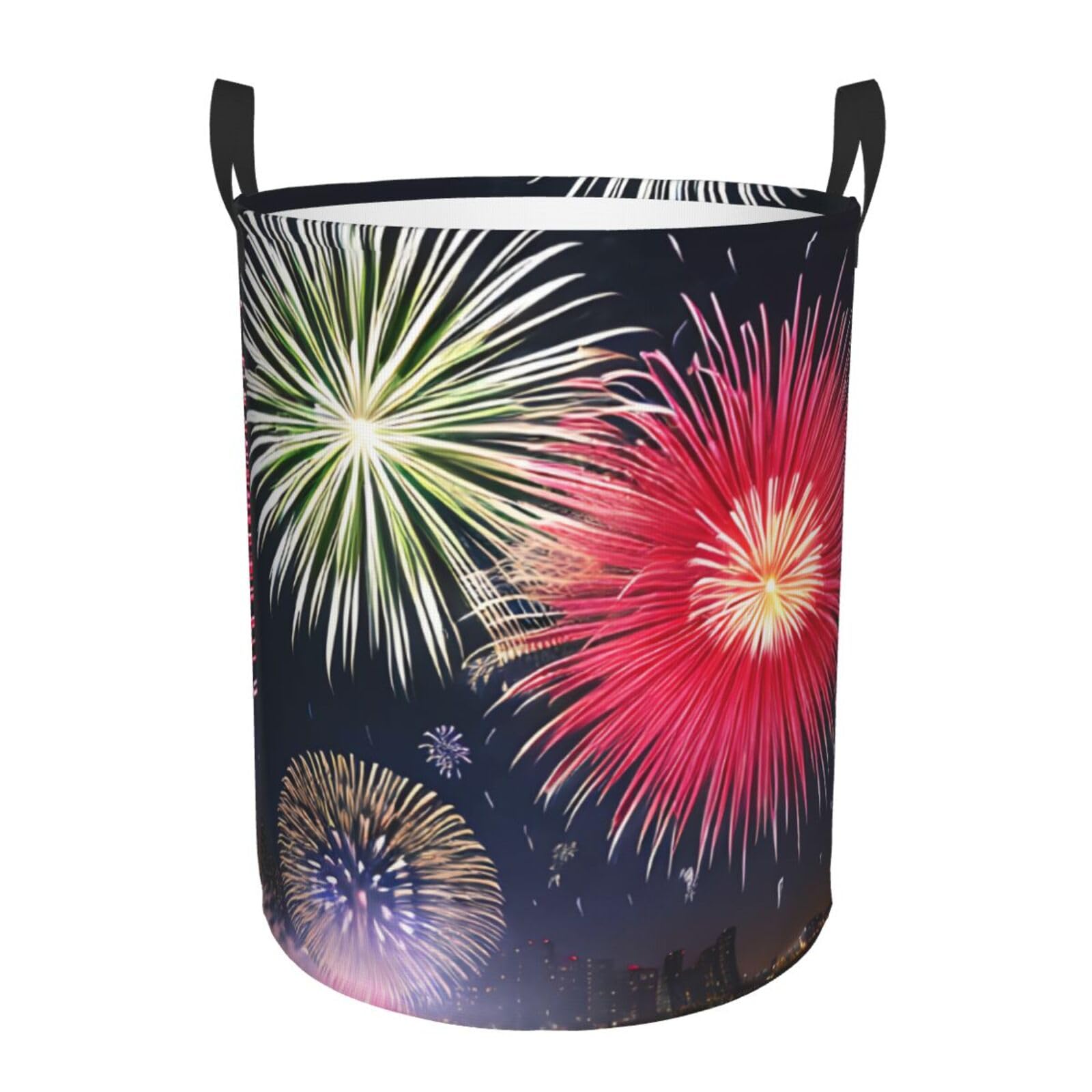 M Circular Hamper – Collapsible Splendid fireworks Print Laundry Basket