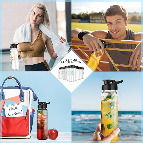 Miniatura 6 de Inbagi Regalos de agradecimiento a los empleados, botellas de agua de plástico transparente de 24 onzas, agradecimiento, compañero de trabajo, a