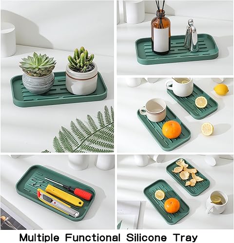 Miniatura 5 de Bandeja organizadora de fregadero de cocina de silicona para múltiples usos, soporte ecológico para cocina, baño, encimera o fregadero, dispensador