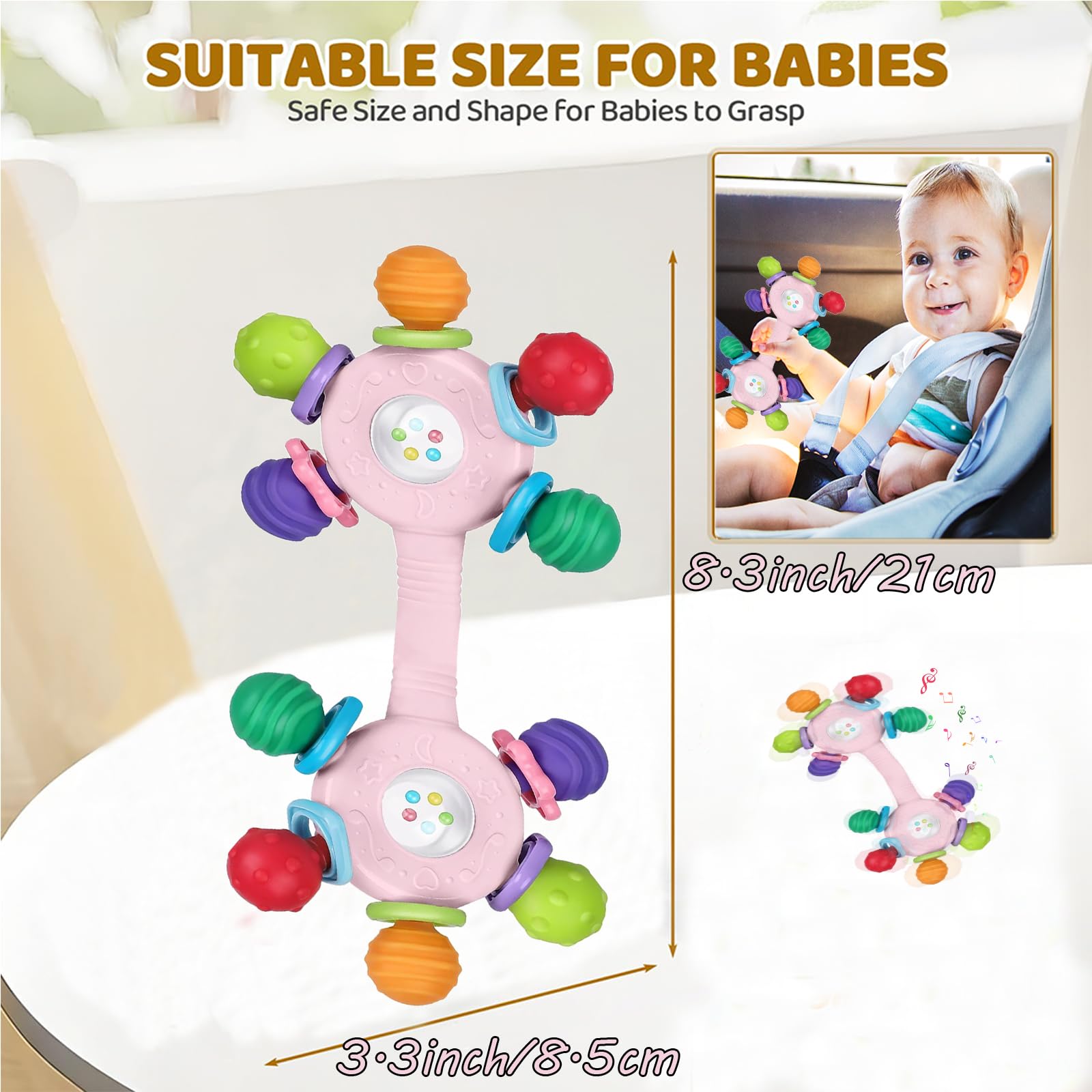 Afufu Pink Baby Teething Toy 0-36 Months - Image 4