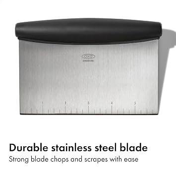 OXO Good Grips Stainless Steel Multi-Purpose Scraper & Chopper, Dough Cutter for Pizza, Bread and Cookie Dough, Multi-Purpose Vegetable Chopper, Dishwasher-Safe Kitchen Essential
