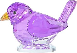 Qianwei Purple Crystal Bird Figurine Collectible Handmade Blown Glass Decor | Crystal Small Bird Animals Collectible Figurines Office Desk Table Home Decor Paperweight Decorations Cardinal Hummingbird