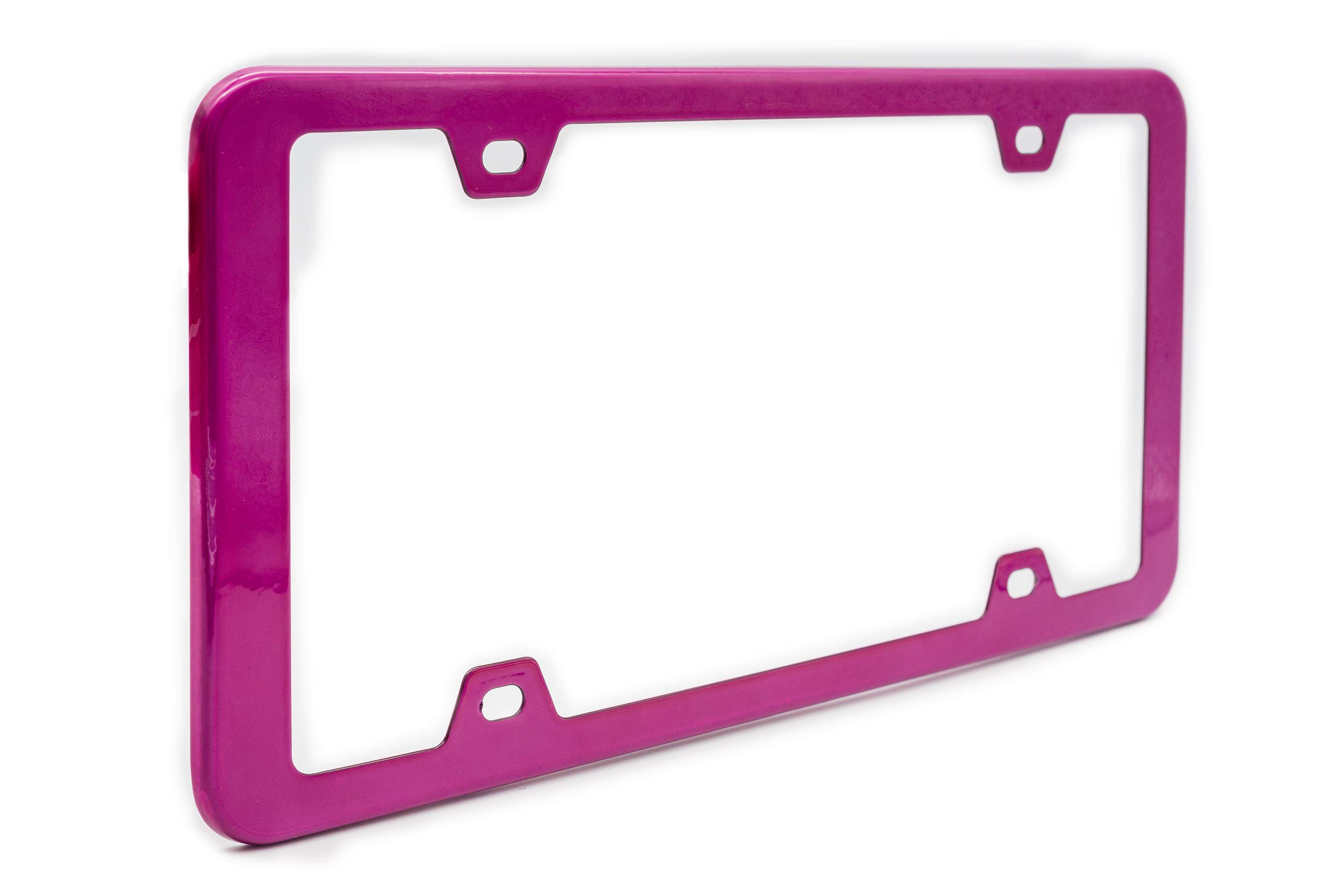 Marcos de matrícula de acero inoxidable con rosa bebé, cubierta de placa con seguridad resistente a la corrosión, 4 agujeros con tornillos 4