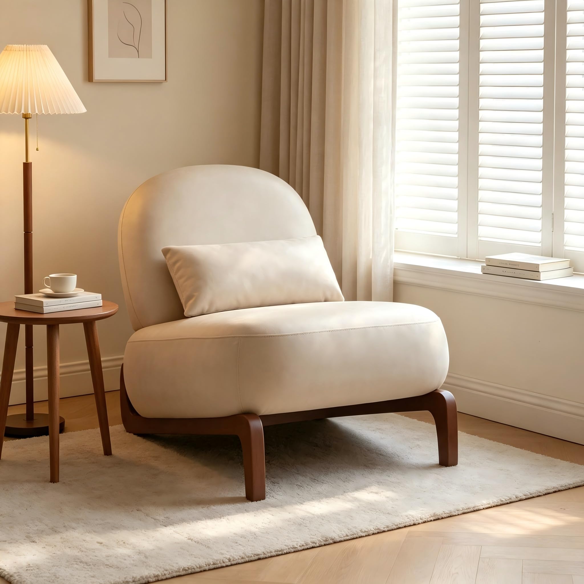 Generisch Samt-Sessel mit Massivholzbeinen armlos für Wohnzimmer Balkon
