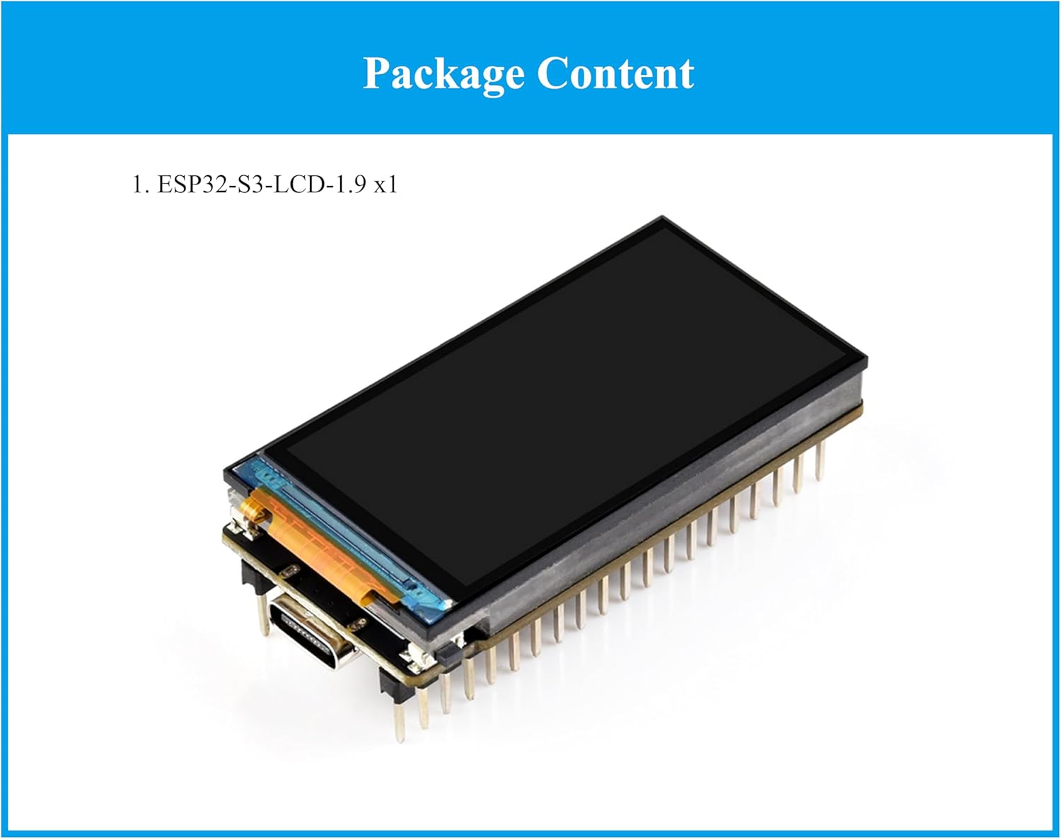 ESP32-S3 1.9inch LCD Display Development Board, 170x320 Pixels, 262K Color, 32-Bit LX7 Dual-Core Processor, Supports 90° Hardware Rotation,Compatible with Pico Header, Multiple Peripheral Interfaces