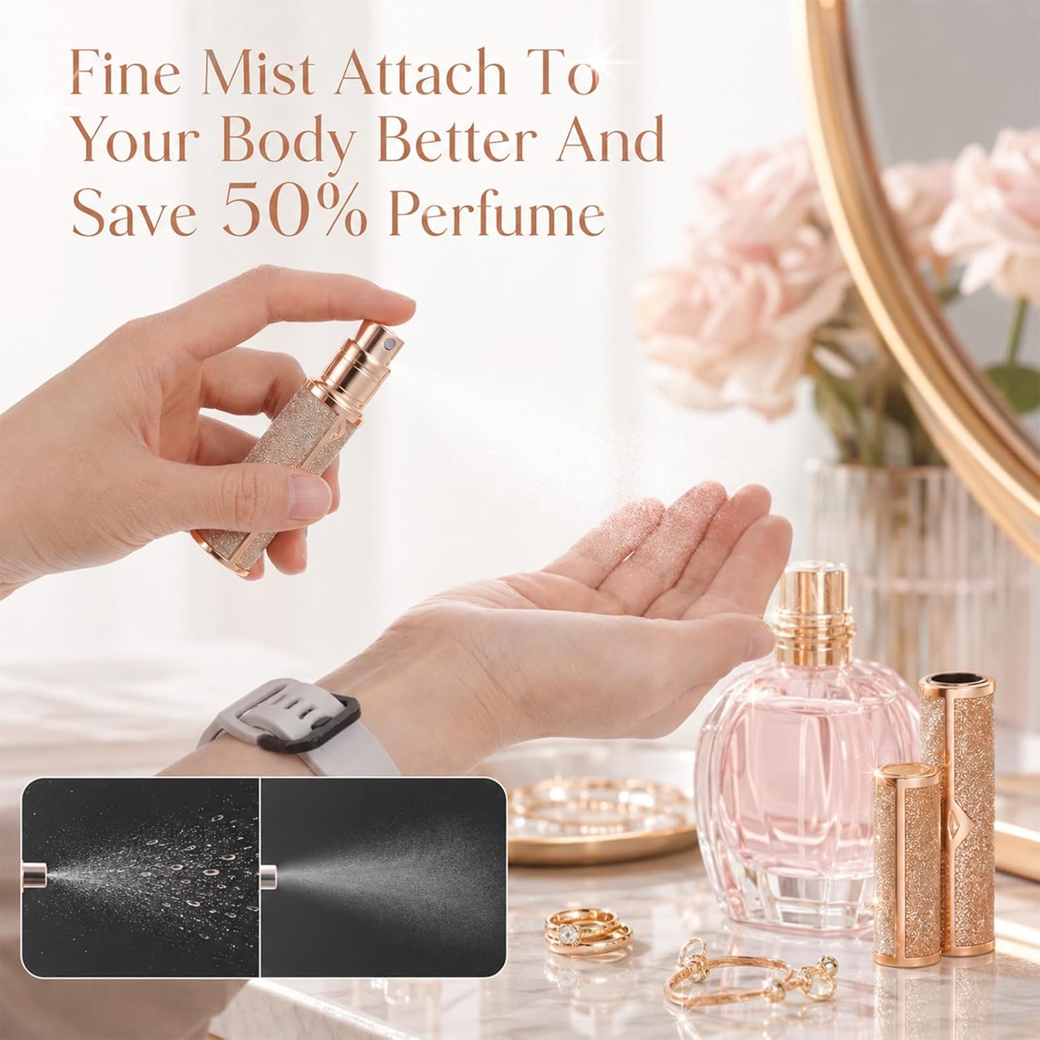 Travel Perfume Bottle Refillable,3 Pcs Leak-Proof Luxury Mini Atomizer