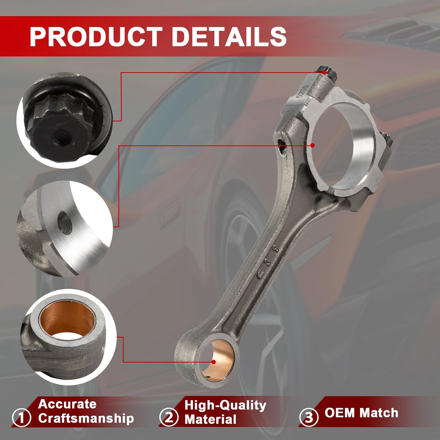 13201-29685 4Pcs Crankshaft Connecting Rod Fit for Toyota Corolla Matrix Fit for Scion Tc 2005-2009 Fit for Toyota Camry 2003-2009 Replace 13201-29685-A0, 13201-29685, 13201-29685-B0, 13201-29685-C0