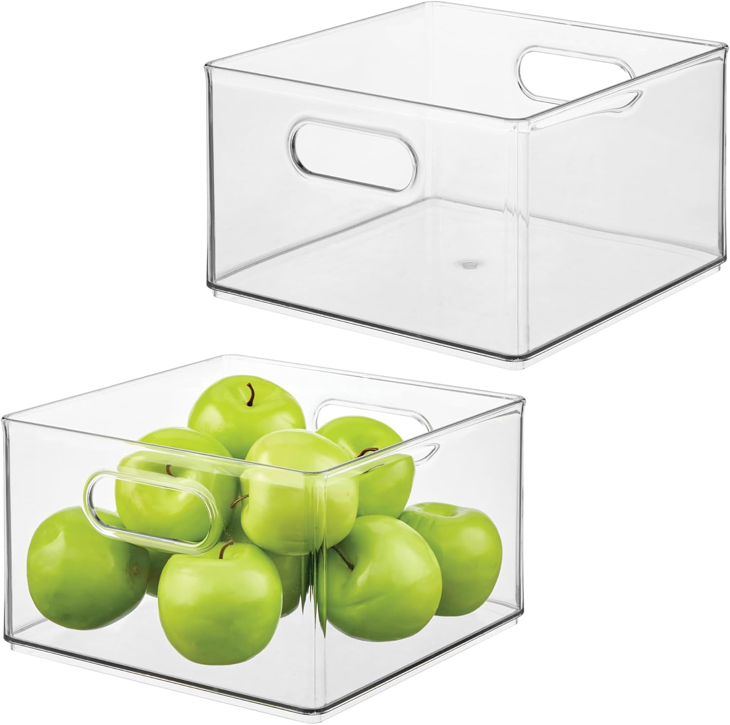 idesign plastic storage bin with handles for household storage - set of 2 - clear - made in usa pack of 2