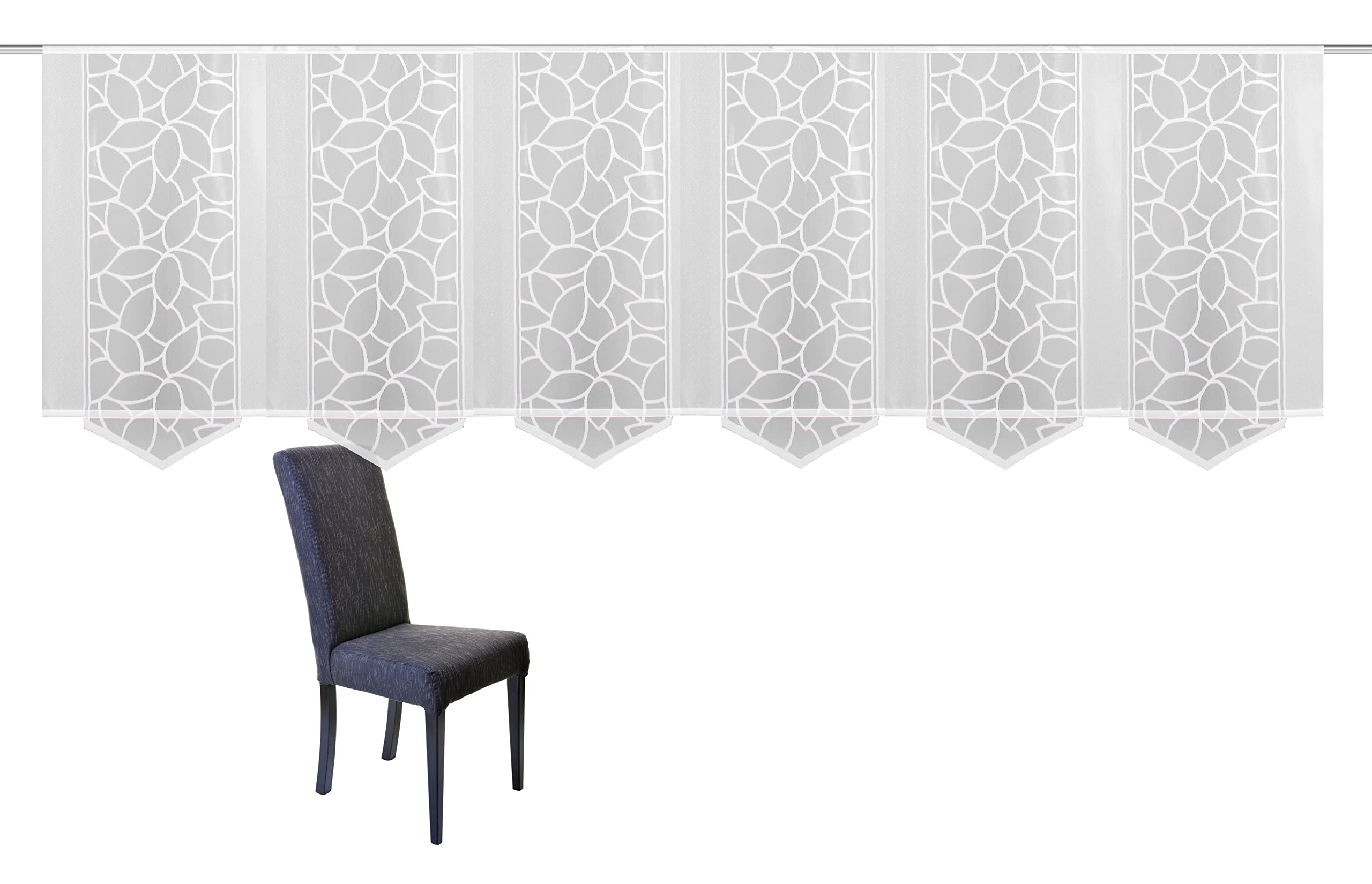 Home fashion 096630-0101 125x57 cm Schiebevorhang Jacquard Set, Stoff, weiß