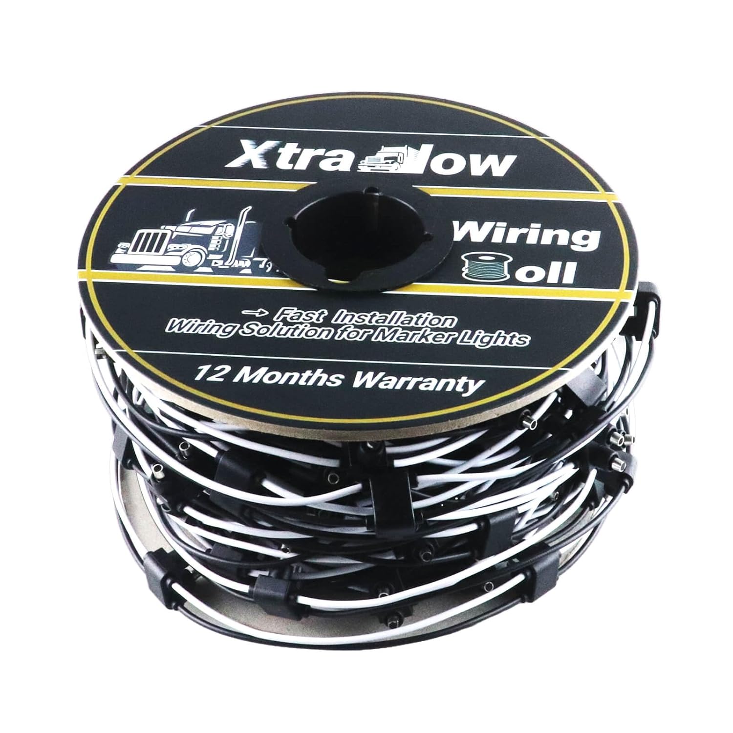 Wire Harness Connector Roll 2 Wire 150-Count with 2 Prong Female Bullet Plugs 6" Lead Spacing Plugs for Trucks Trailers LED Side Marker Clearance Lights