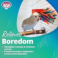 Vista 6 de Super Bird Creations SB301 - Juguete masticable para pájaros de fiesta de papel con palitos de paletas coloridos, cuello de anillo, loro mediano