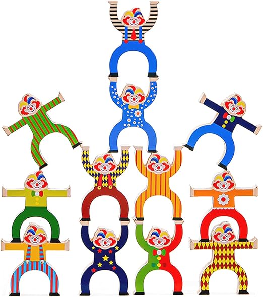Xylolin Wooden Circus Clowns Stacking Toys, Jester Balance