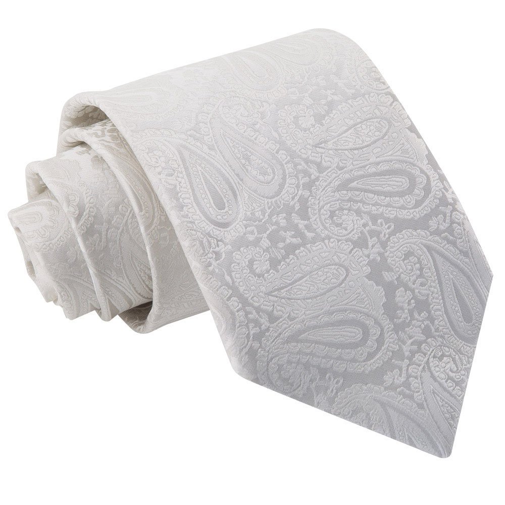 Dqt Men's Ivory Paisley Floral Jacquard Tie – 9Cm Classic Width Necktie For Wedding Business & Formal Wear –