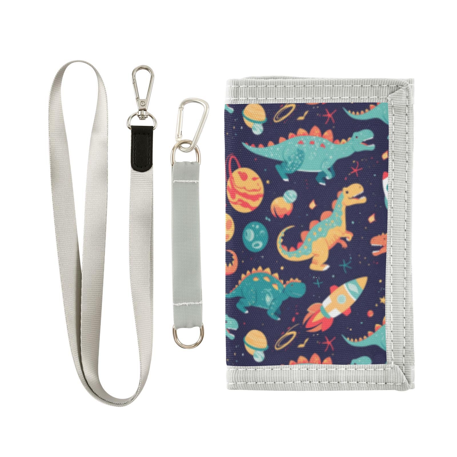 Wusikd Dinosaurs Floating Kids Wallet for Boys Girls Space Planets Rocket Toddler Trifold Wallet Novelty Wallet for Teens Women Men