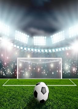 Laeacco 3x5ft Vinyl Photography Backdrop Football Stadium Green Lawn Shiny Lighting Matach Scene Children Soccer Football Ground Scene 1x1.5m Computer-Print Seamless Photo Background Studio Props