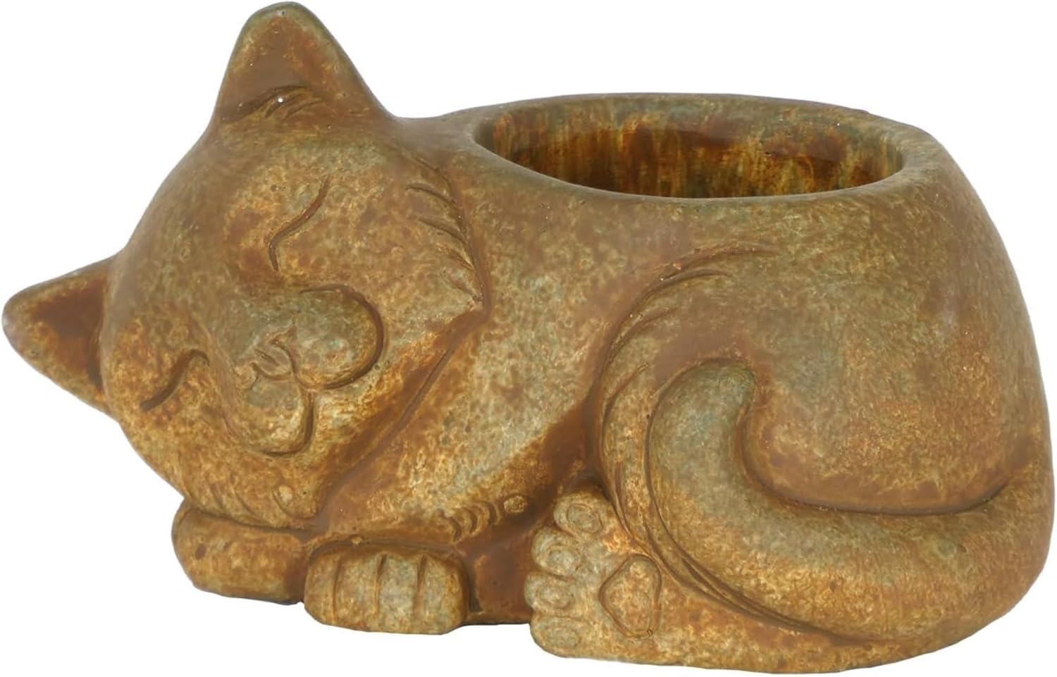 Classic Home and Garden Cement Buddies Animal Planter - Cute Desk Decoration - UV Coated Animal Vase w/Drain Plug - Succulent Plant Pot for Indoor/Outdoor Use (Cat Planter, Rust, Large)