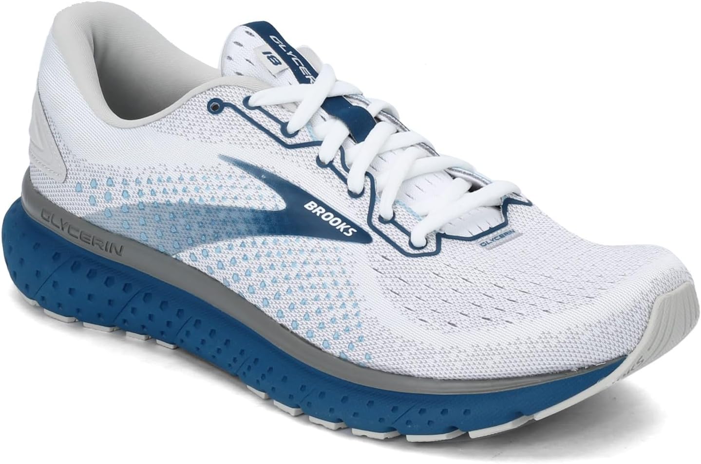 Brooks Mens Launch 7 Running Shoe 8 White/Grey/Poseidon
