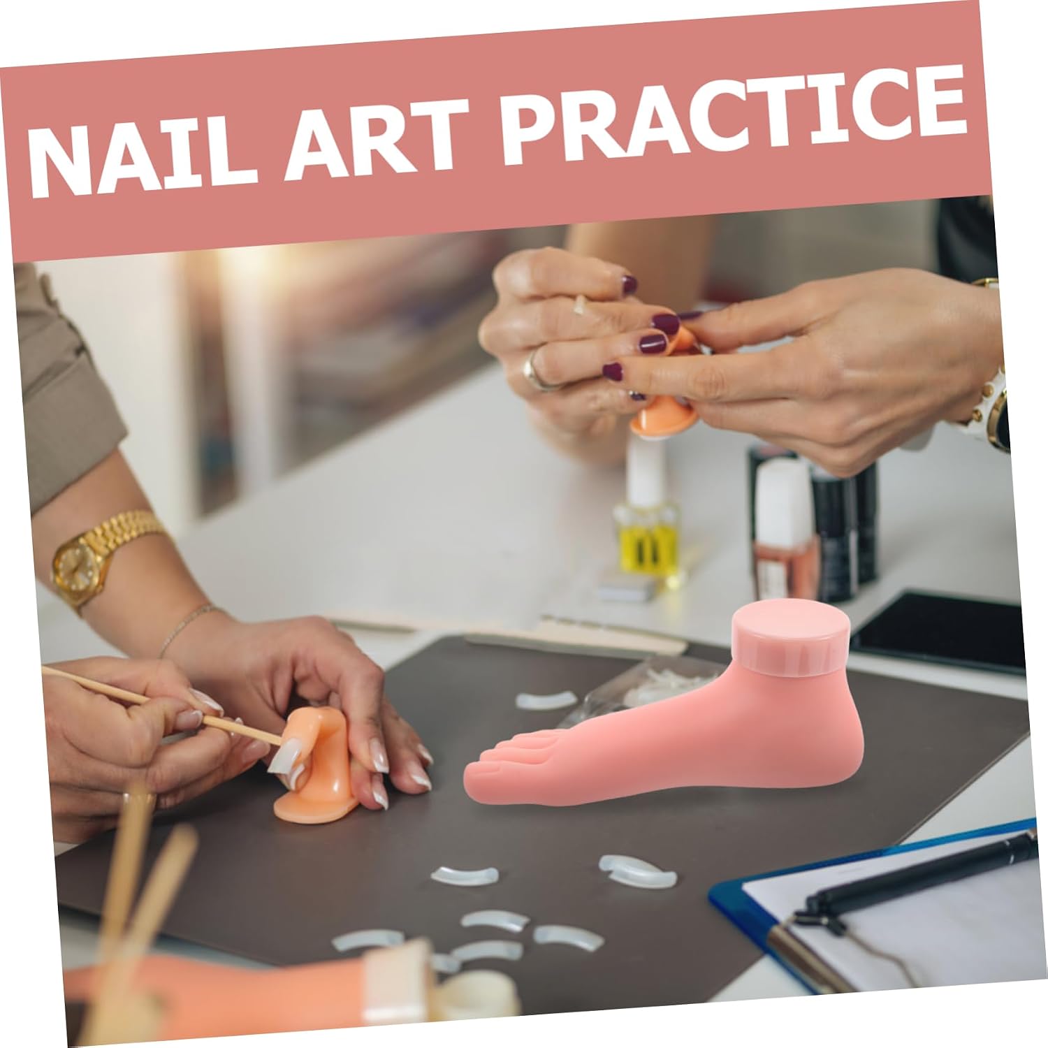 2pcs Silicone Mannequin Foot for Nail Art Practice and Display Realistic Nail Training Tool for Beginners and Professionals Soft Flexible Design for Home and Salon Use