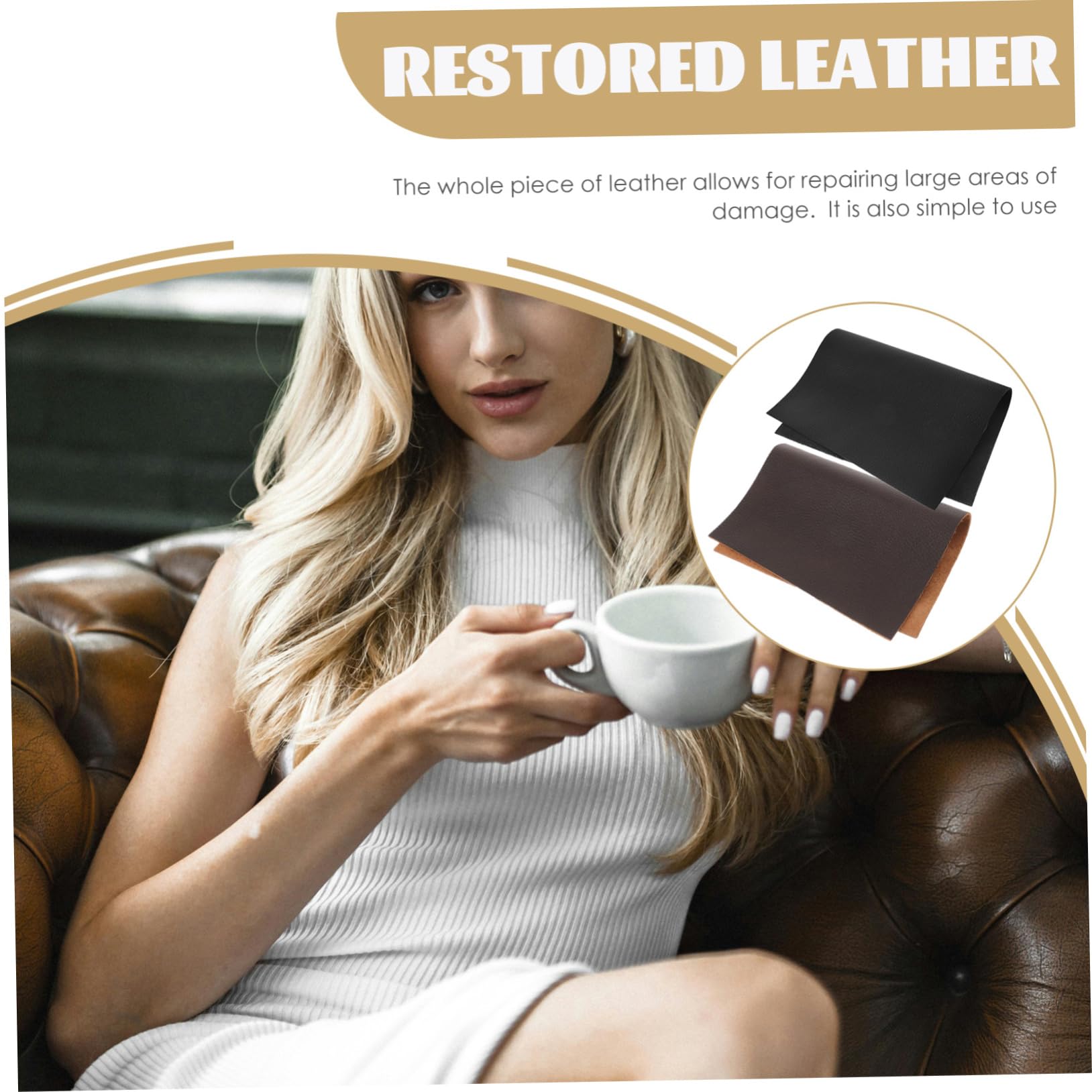 OSALADI Material De Sofá De Cuero De Vaca De Coser Reparar Tela Reparación De Muebles Material De Tapicería Para Sillas Funda De Sofá Kit De Reparacion De Sofas 2 Piezas X 4