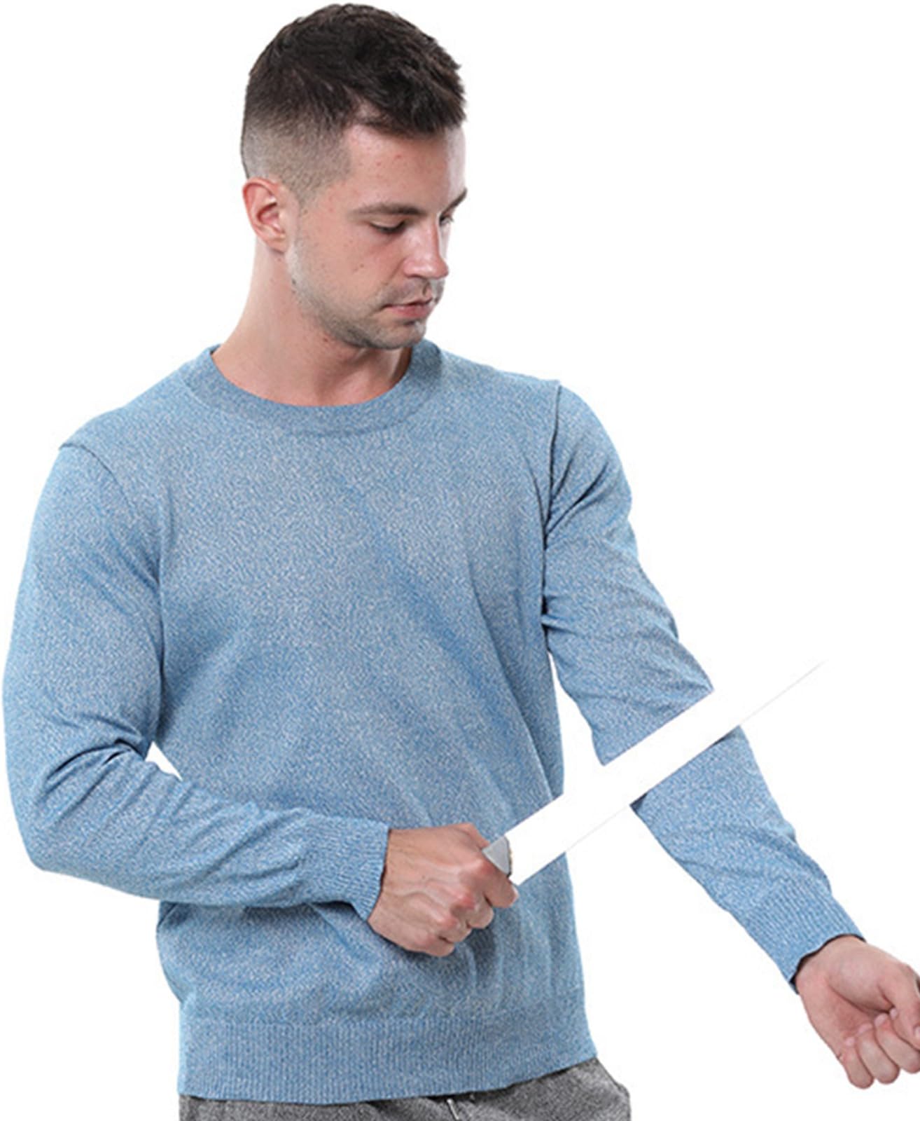 Camicia Resistente al Taglio Polizia Abbigliamento Antitaglio Pullover Protettivo di Livello 5 Girocollo Camicia di Sicurezza sul Lavoro A Maniche Lunghe per La Produzione Industriale Blue,M