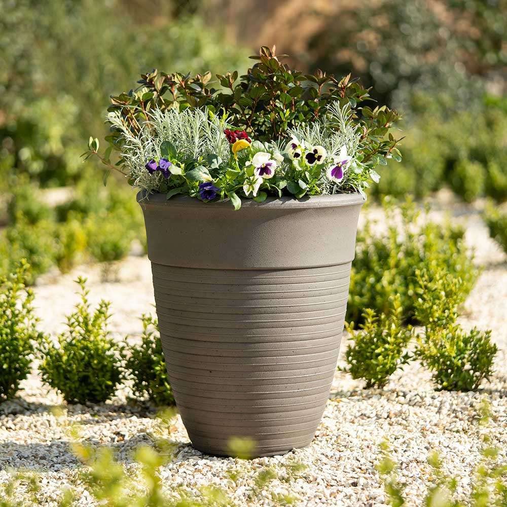 Primrose Medium Flower Pot Tall Plant Pot Round Planter In Grey 49Cm (19.3In)