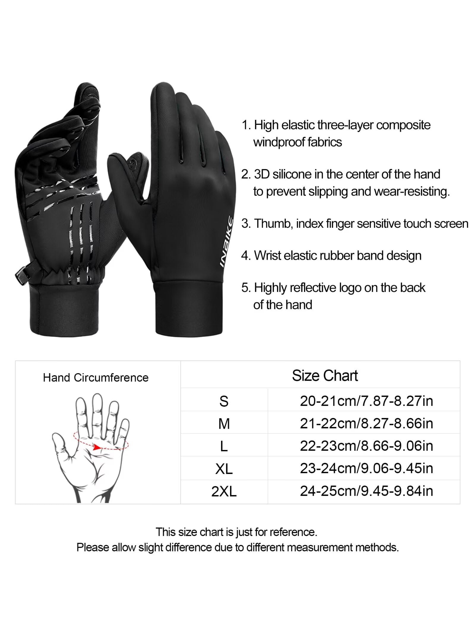 INBIKE Guantes de invierno para mujeres y hombres, guantes cálidos para pantalla táctil, resistentes al viento, resistentes al agua, forro térmico, antideslizantes y aislados