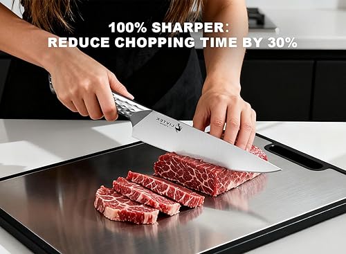 Miniatura 6 de Livtek Juego de cuchillos con bloque, juego de cuchillos de cocina alemán de acero inoxidable de alto carbono con afilador integrado, mango