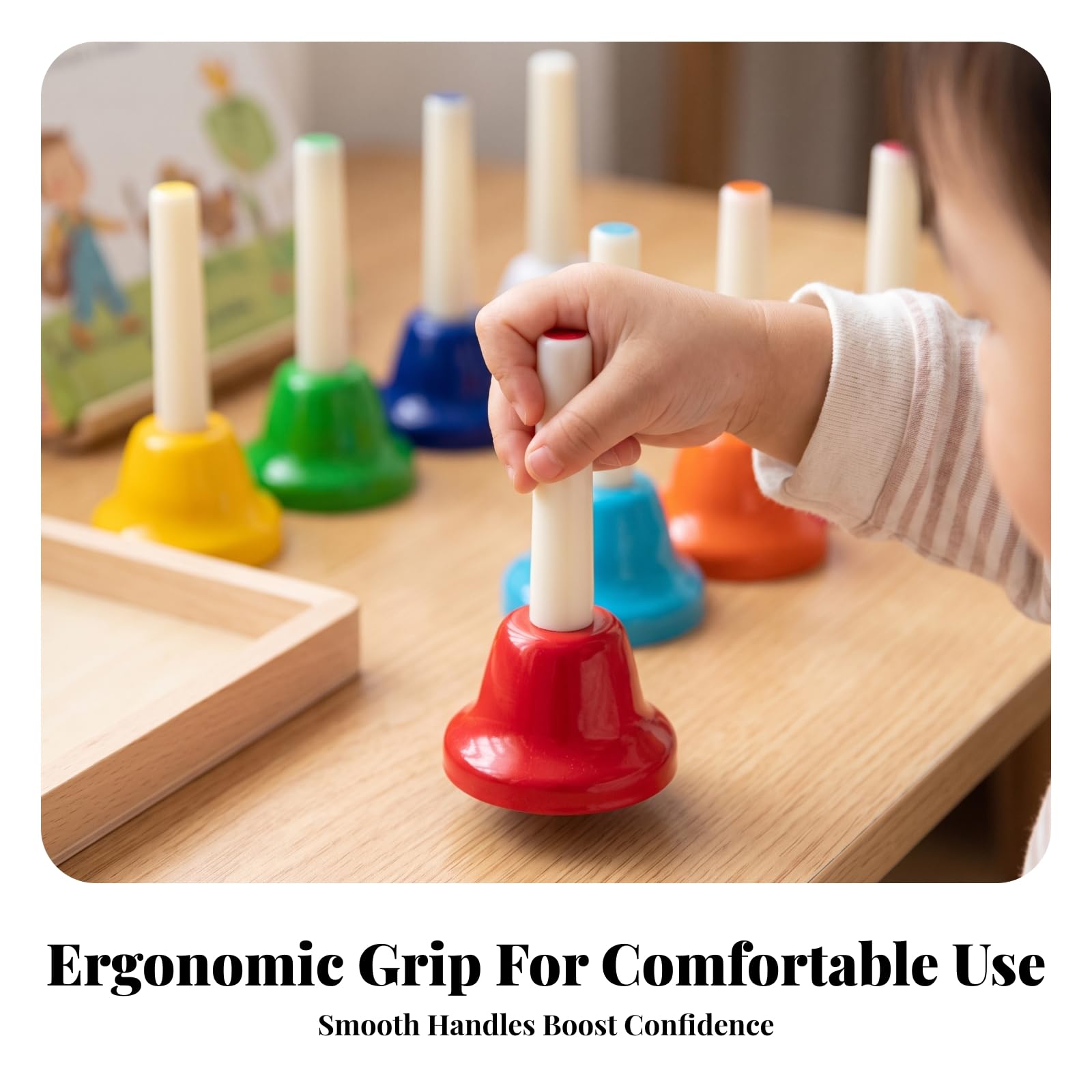 Campana musicale da scrivania per bambini, strumento a percussione con pennarelli colorati per il riconoscimento delle note, adatto per lezioni di musica all'asilo, L