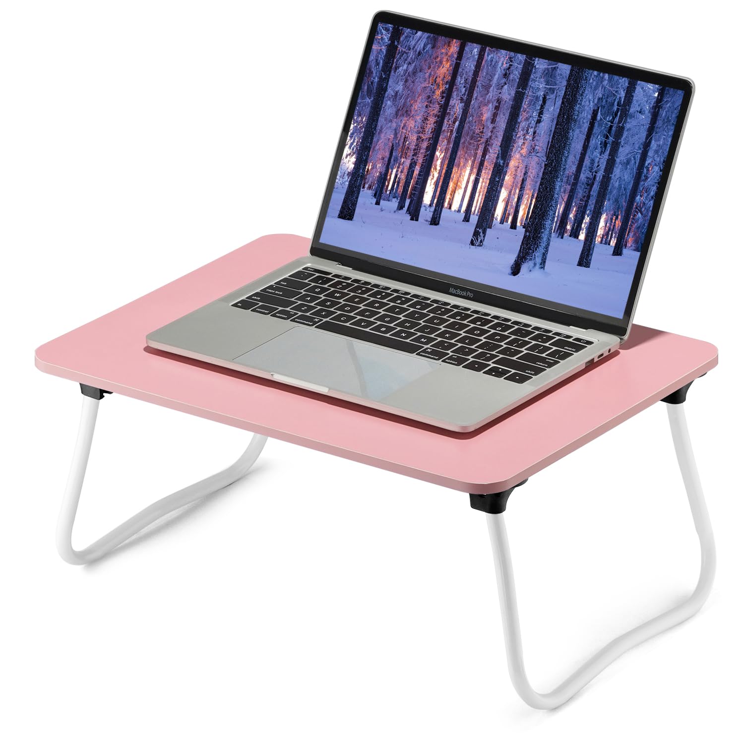 Laptop Bed Desk, Foldable Lap Table, Portable Study Table, Laptop Desk/Stand for Bed, Lightweight & Mini Table for Breakfast/Picnic/Drawing/Couch/Floor - Pink