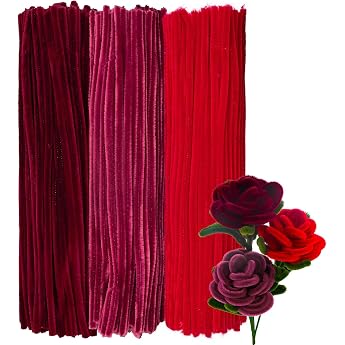 Pack of 300 Pipe Cleaners for Crafts Red 30 cm Long 8 mm Thick Colourful Pipe Cleaners Flowers Set in 3 Colours for DIY Art Children's Craft Projects and Decorations Colour Gradient Red