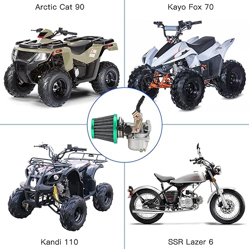Miniatura 2 de YOXUFA PZ19 0.748 in Carburador Cable Choke 1.378 in Filtro de aire para 50 70 90 110cc 125cc ATV Quad TaoTao Kazuma Peace Sports Loncin Roketa