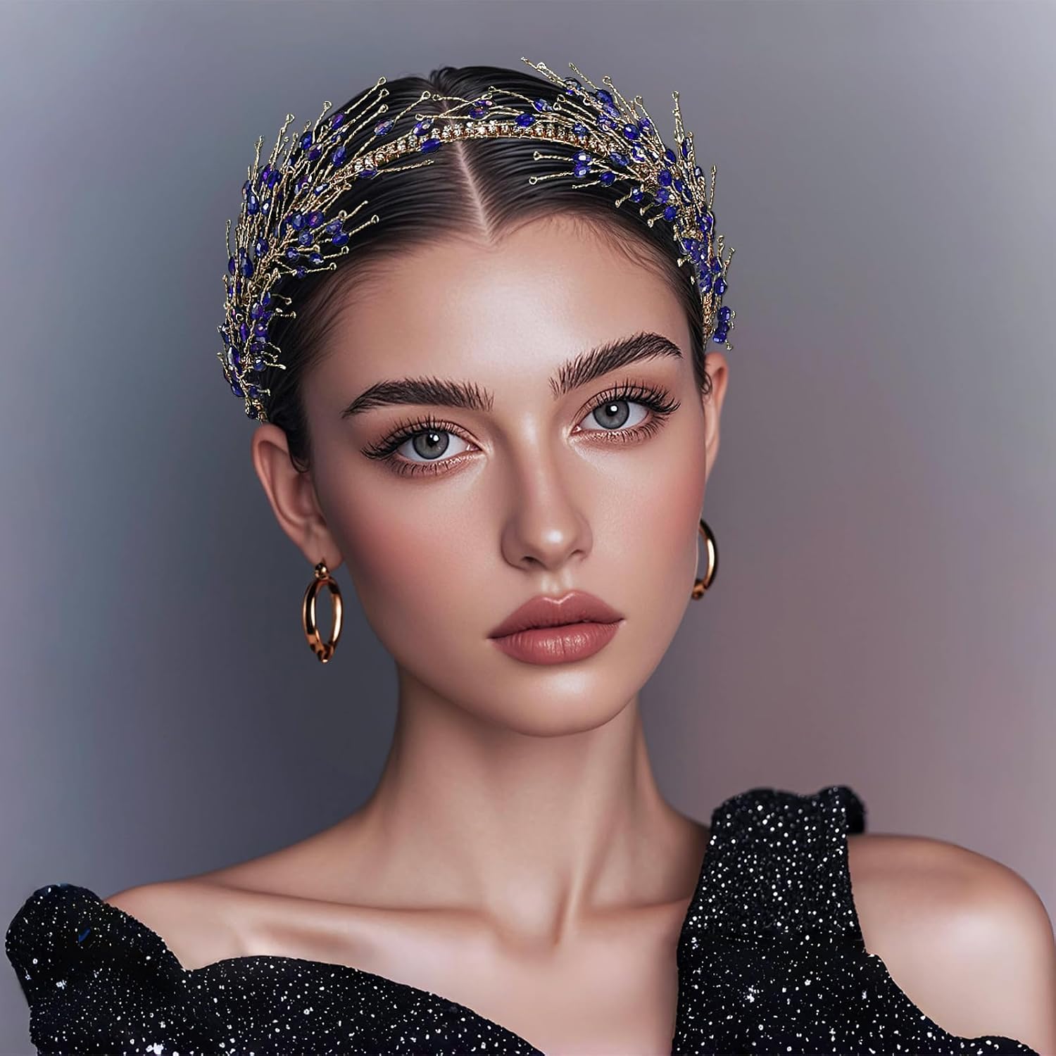 Rhinestone Headband for Women,Princess Hairband for Bride,Crystal Retro Hair Accessories for Wedding Birthday Prom Pageant,Birdal Headpiece (Silver, One Size)