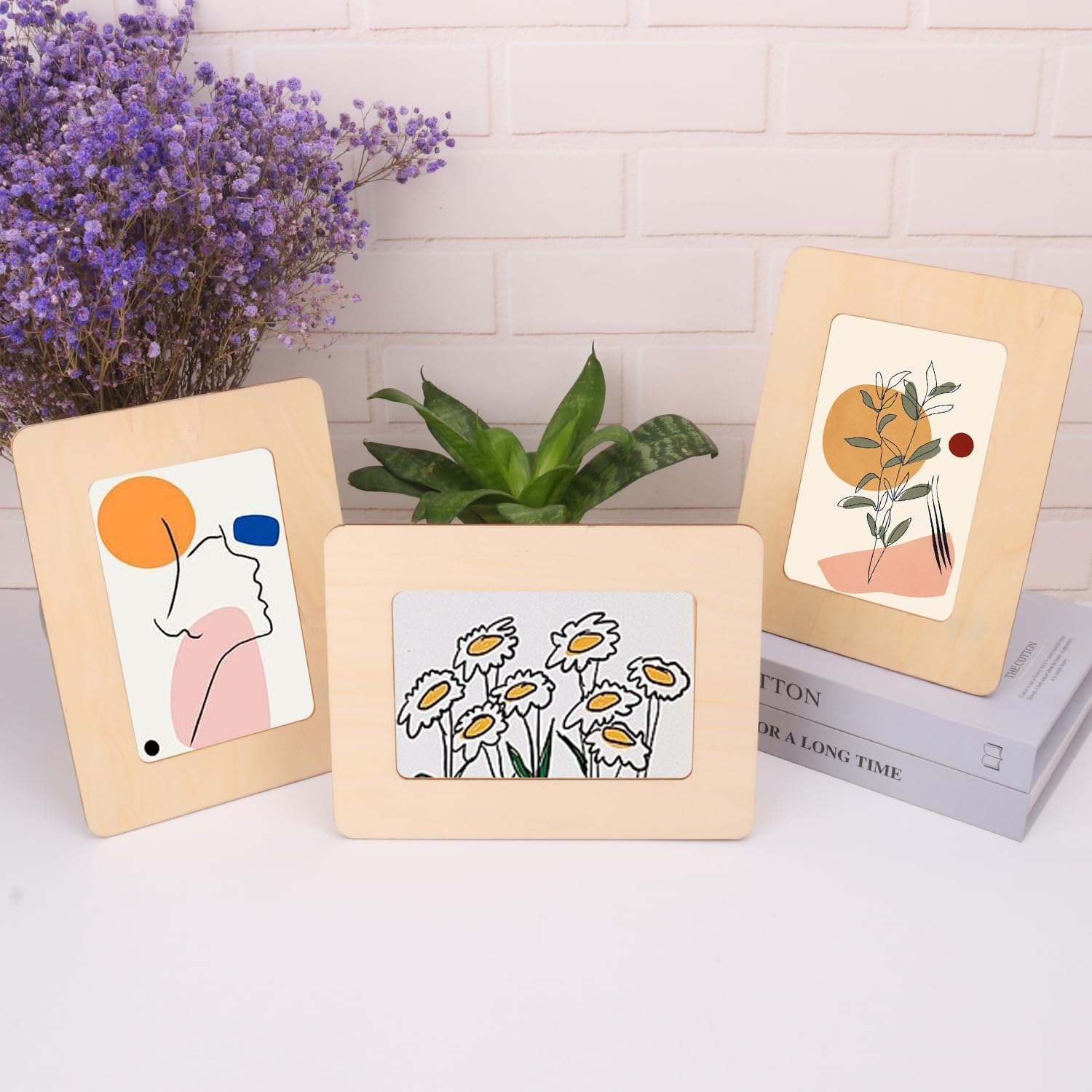 30 PCS Unfinished Wooden Picture Frames Set with 4.72 x 6.81 inch Photos, Wooden Frames for Crafts, Standing Postcard & Photos Picture Frame Set –Suitable for Crafts DIY, Souvenir Decoration